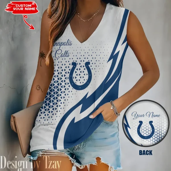 Indianapolis Colts Summer Casual Women's Tank Vest Sleeveless SPTVNECKWVTS529