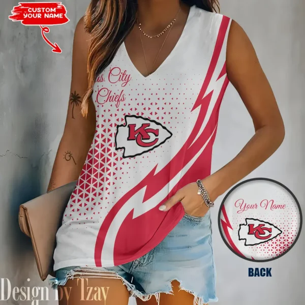 Kansas City Chiefs Summer Casual Women's Tank Vest Sleeveless SPTVNECKWVTS531