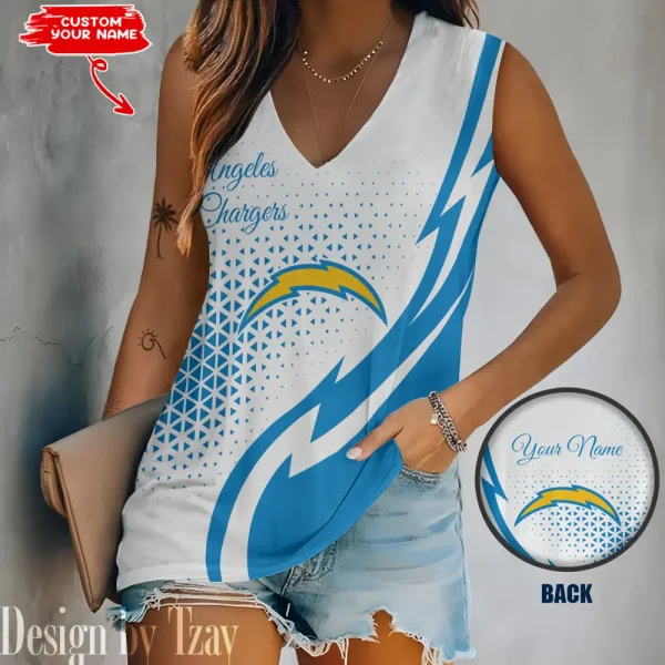 Los Angeles Chargers Summer Casual Women's Tank Vest Sleeveless SPTVNECKWVTS533