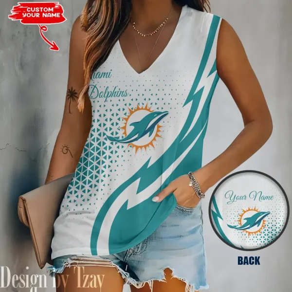 Miami Dolphins Summer Casual Women's Tank Vest Sleeveless SPTVNECKWVTS535