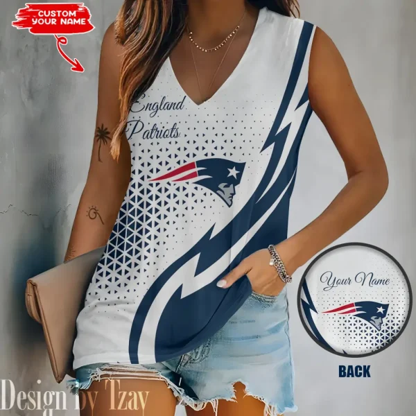New England Patriots Summer Casual Women's Tank Vest Sleeveless SPTVNECKWVTS537