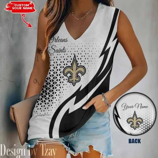 New Orleans Saints Summer Casual Women's Tank Vest Sleeveless SPTVNECKWVTS538