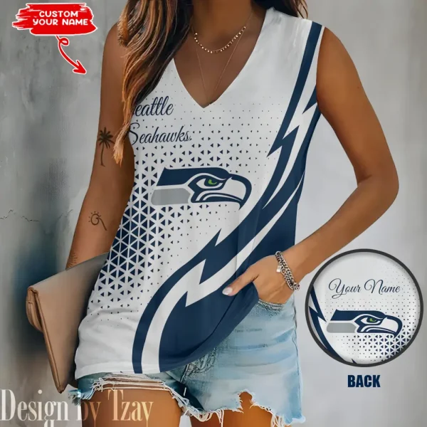 Seattle Seahawks Summer Casual Women's Tank Vest Sleeveless SPTVNECKWVTS544