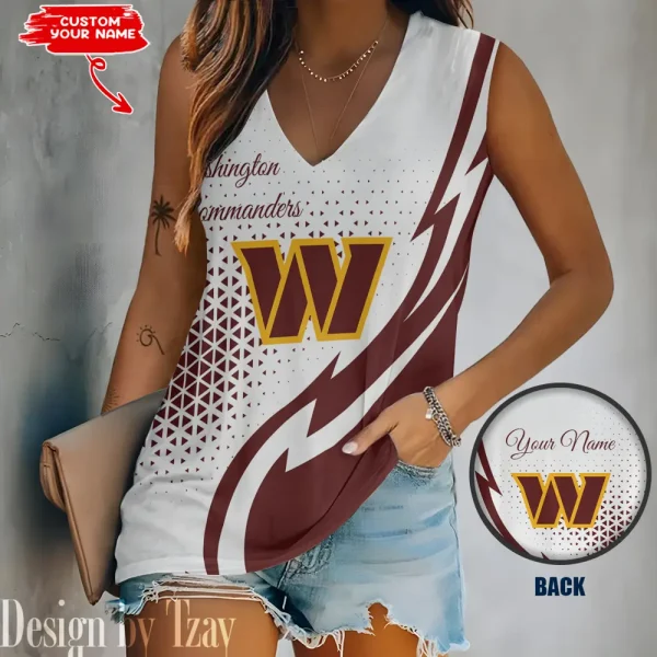Washington Commanders Summer Casual Women's Tank Vest Sleeveless SPTVNECKWVTS547
