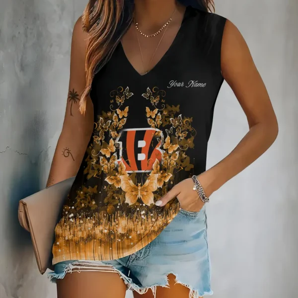 Cincinnati Bengals Summer Casual Women's Tank Vest Sleeveless SPTVNECKWVTS554