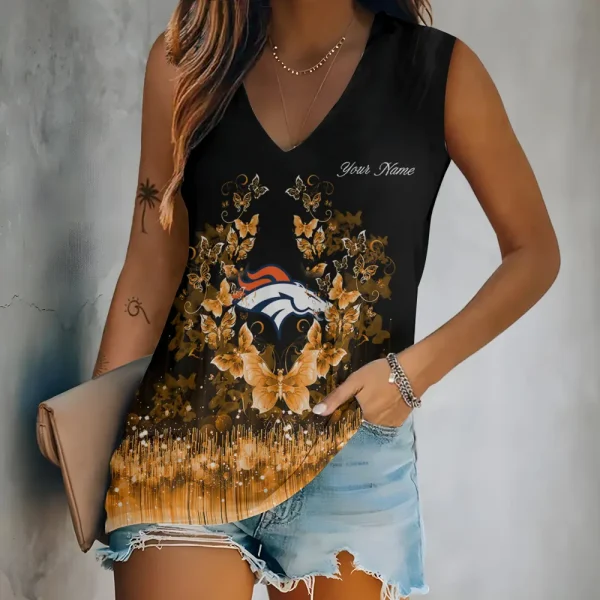 Denver Broncos Summer Casual Women's Tank Vest Sleeveless SPTVNECKWVTS557