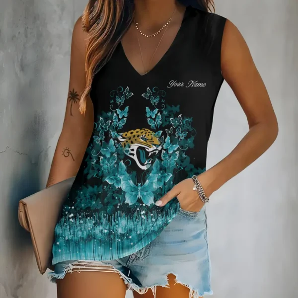 Jacksonville Jaguars Summer Casual Women's Tank Vest Sleeveless SPTVNECKWVTS562