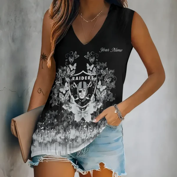 Las Vegas Raiders Summer Casual Women's Tank Vest Sleeveless SPTVNECKWVTS564