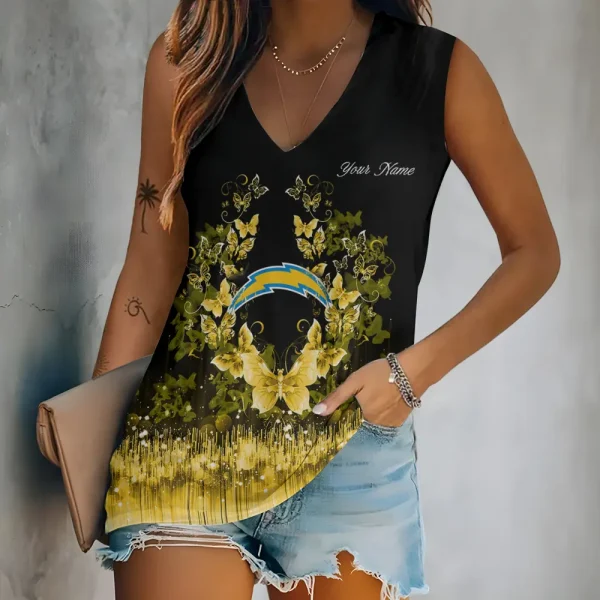 Los Angeles Chargers Summer Casual Women's Tank Vest Sleeveless SPTVNECKWVTS565