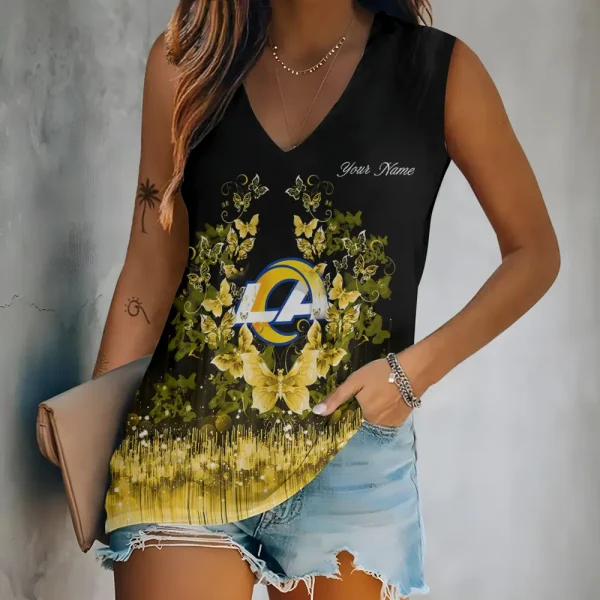 Los Angeles Rams Summer Casual Women's Tank Vest Sleeveless SPTVNECKWVTS566