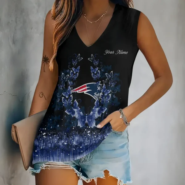 New England Patriots Summer Casual Women's Tank Vest Sleeveless SPTVNECKWVTS569