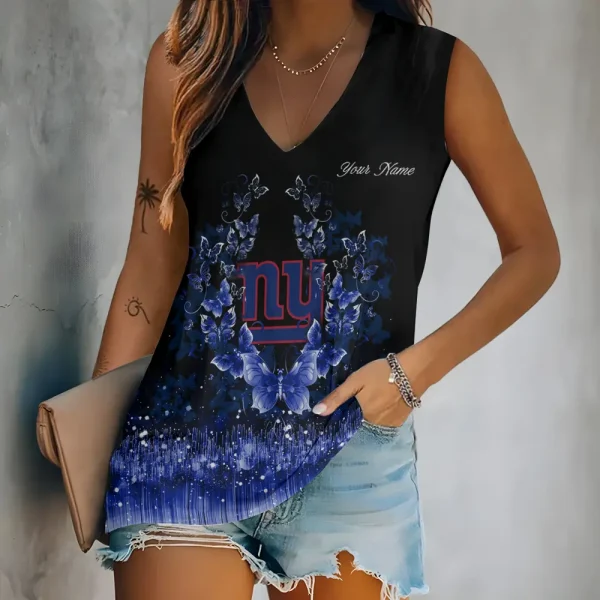 New York Giants Summer Casual Women's Tank Vest Sleeveless SPTVNECKWVTS571