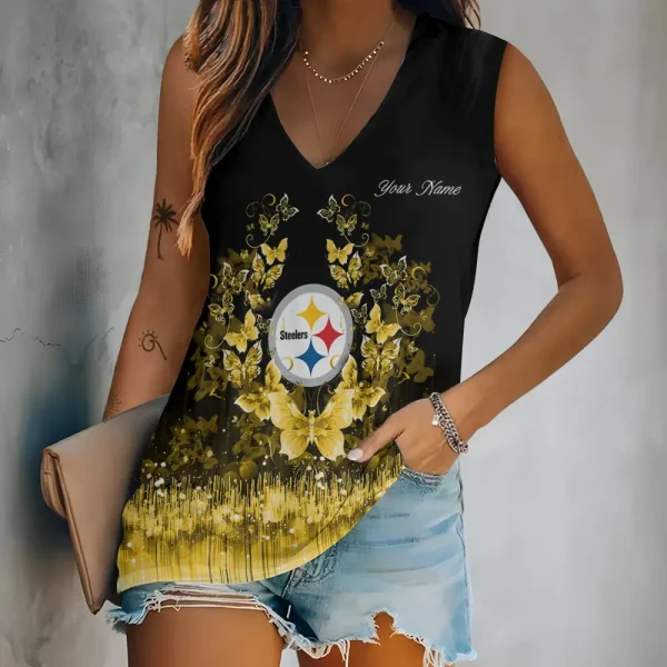 Pittsburgh Steelers Summer Casual Women's Tank Vest Sleeveless SPTVNECKWVTS574