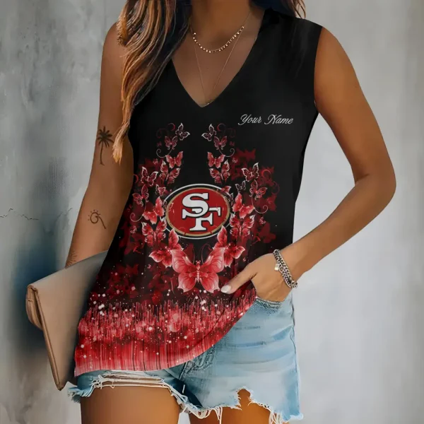 San Francisco 49ers Summer Casual Women's Tank Vest Sleeveless SPTVNECKWVTS575