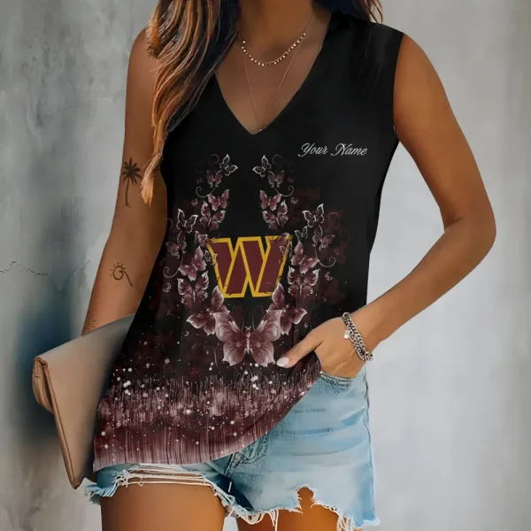 Washington Commanders Summer Casual Women's Tank Vest Sleeveless SPTVNECKWVTS579