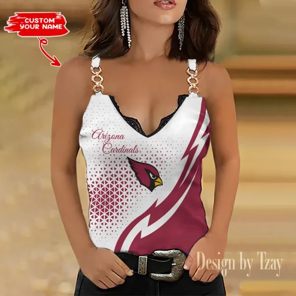 Arizona Cardinals Sexy Splicing Metal Chain Strap Tank Top For Women SPTWCSTT331