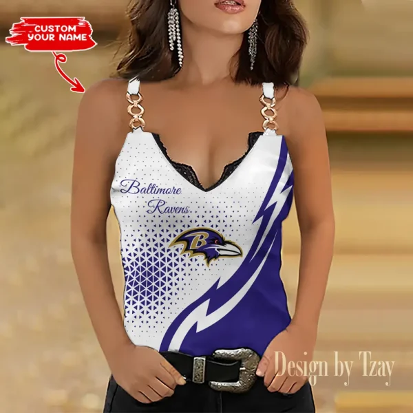 Baltimore Ravens Sexy Splicing Metal Chain Strap Tank Top For Women SPTWCSTT333