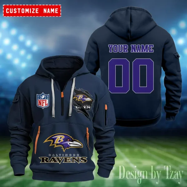 Baltimore Ravens Heavy Fleece Pullover Hoodie AZHEAVYHD392 - Image 2