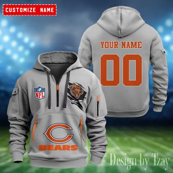 Chicago Bears Heavy Fleece Pullover Hoodie AZHEAVYHD395 - Image 3