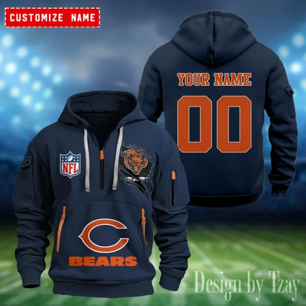 Chicago Bears Heavy Fleece Pullover Hoodie AZHEAVYHD395 - Image 4