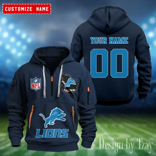 Detroit Lions Heavy Fleece Pullover Hoodie AZHEAVYHD400 - Image 4