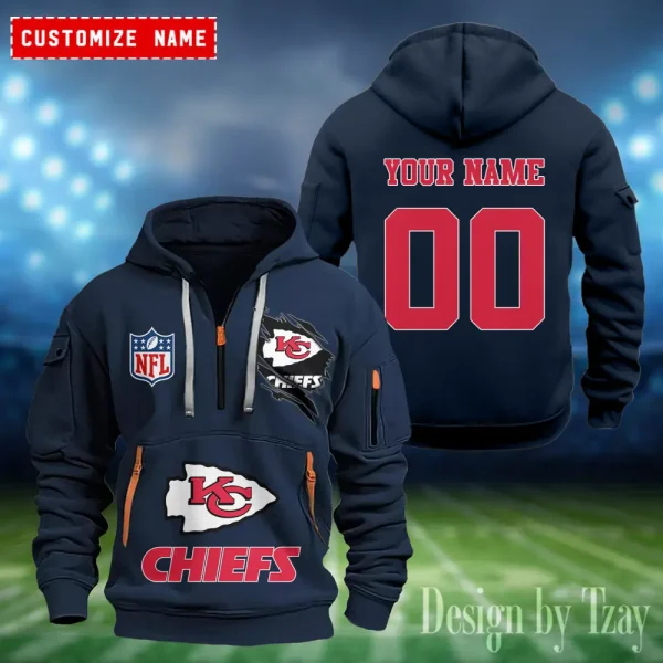 Kansas City Chiefs Heavy Fleece Pullover Hoodie AZHEAVYHD405 - Image 3