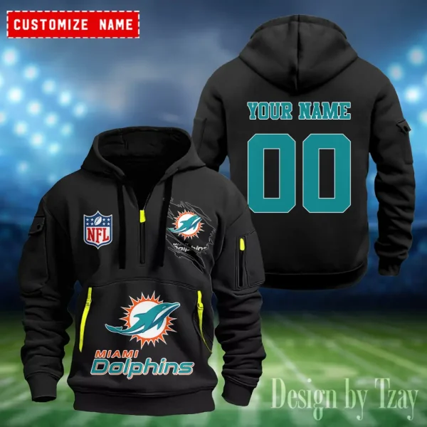 Miami Dolphins Heavy Fleece Pullover Hoodie AZHEAVYHD409 - Image 2