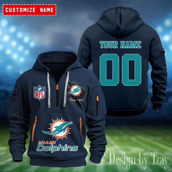 Miami Dolphins Heavy Fleece Pullover Hoodie AZHEAVYHD409 - Image 3
