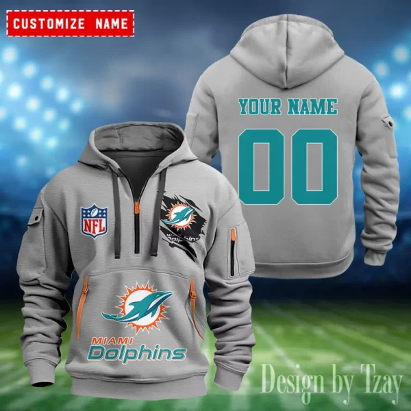 Miami Dolphins Heavy Fleece Pullover Hoodie AZHEAVYHD409 - Image 4