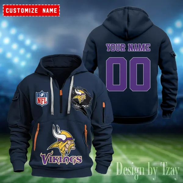 Minnesota Vikings Heavy Fleece Pullover Hoodie AZHEAVYHD410 - Image 3