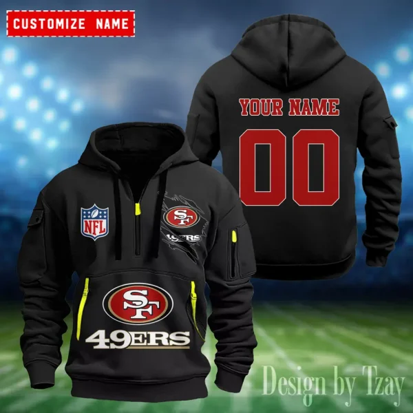 San Francisco 49ers Heavy Fleece Pullover Hoodie AZHEAVYHD417 - Image 2