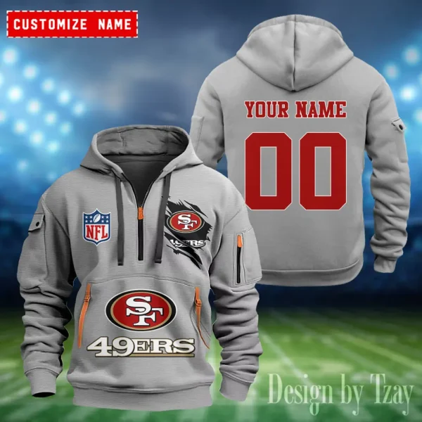 San Francisco 49ers Heavy Fleece Pullover Hoodie AZHEAVYHD417 - Image 4