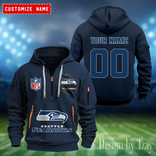 Seattle Seahawks Heavy Fleece Pullover Hoodie AZHEAVYHD418 - Image 2