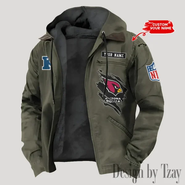 Arizona Cardinals Men's Casual Padded Jacket Hooded Trending 2025 SPTPJH130 - Image 2
