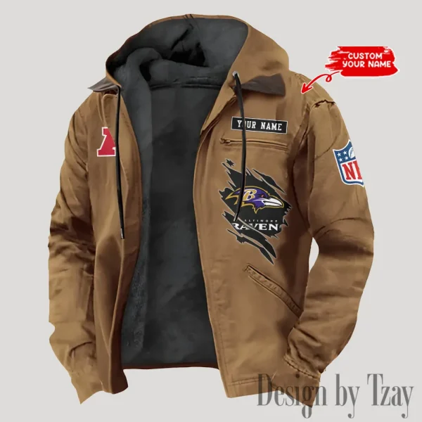 Baltimore Ravens Men's Casual Padded Jacket Hooded Trending 2025 SPTPJH132 - Image 2