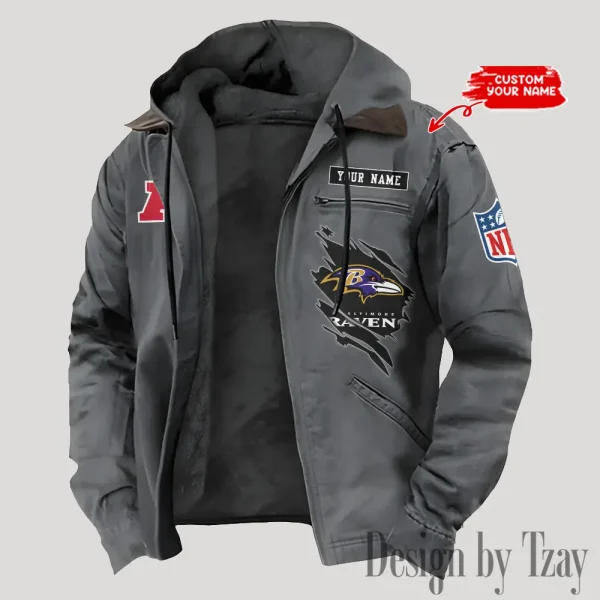 Baltimore Ravens Men's Casual Padded Jacket Hooded Trending 2025 SPTPJH132 - Image 3