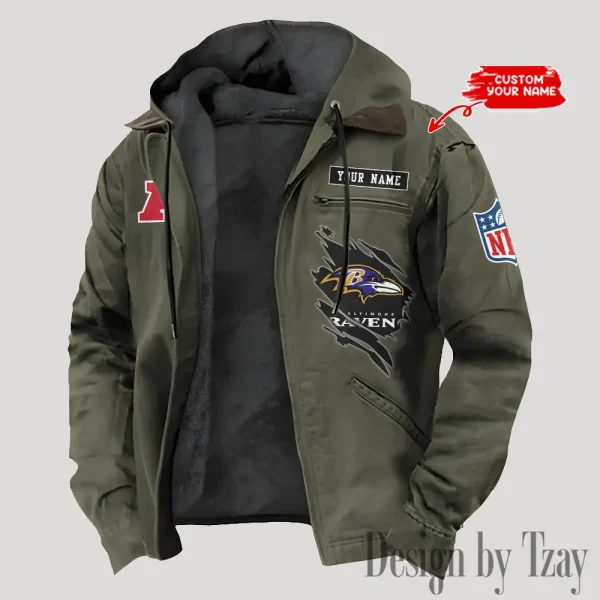 Baltimore Ravens Men's Casual Padded Jacket Hooded Trending 2025 SPTPJH132 - Image 4