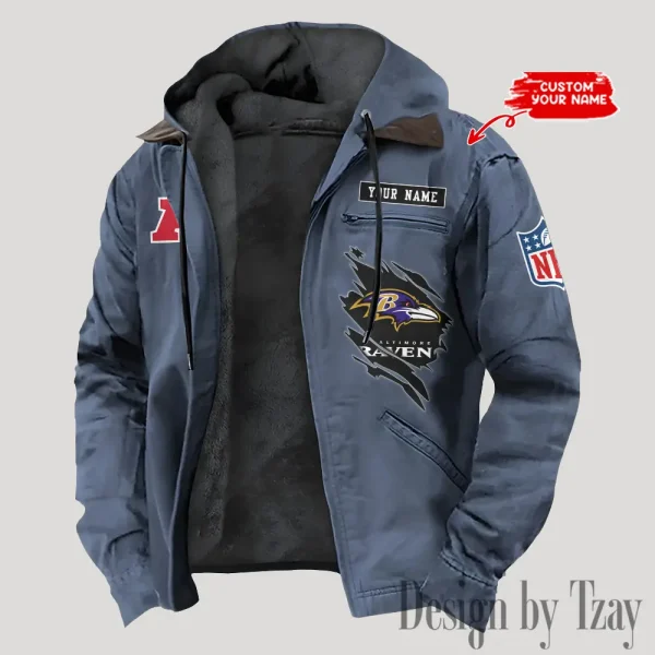 Baltimore Ravens Men's Casual Padded Jacket Hooded Trending 2025 SPTPJH132