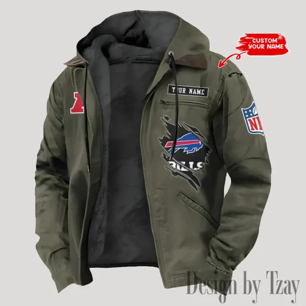 Buffalo Bills Men's Casual Padded Jacket Hooded Trending 2025 SPTPJH133