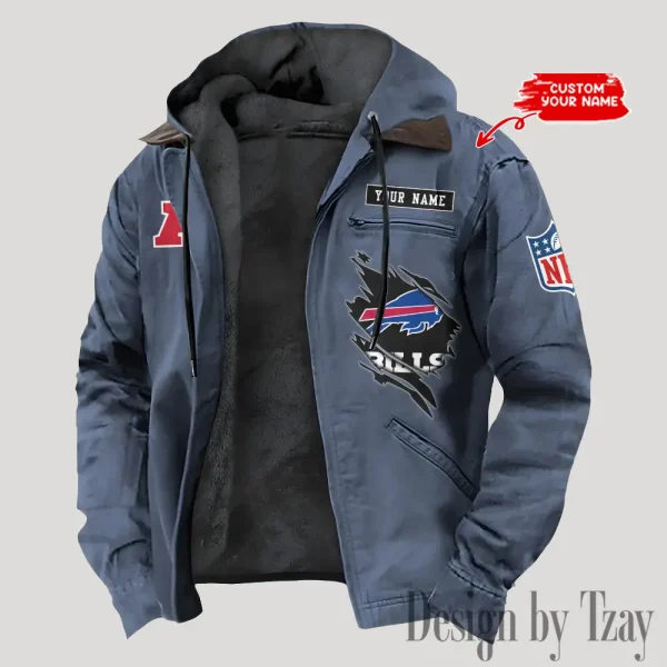 Buffalo Bills Men's Casual Padded Jacket Hooded Trending 2025 SPTPJH133 - Image 3