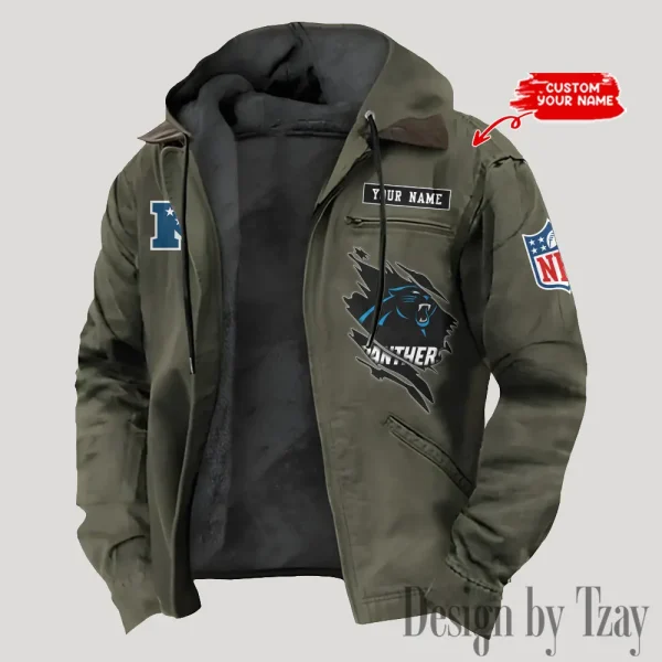 Carolina Panthers Men's Casual Padded Jacket Hooded Trending 2025 SPTPJH134 - Image 2