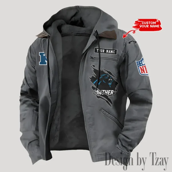 Carolina Panthers Men's Casual Padded Jacket Hooded Trending 2025 SPTPJH134 - Image 3