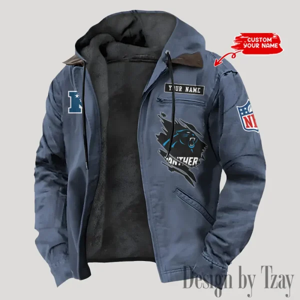 Carolina Panthers Men's Casual Padded Jacket Hooded Trending 2025 SPTPJH134