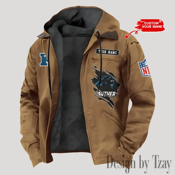 Carolina Panthers Men's Casual Padded Jacket Hooded Trending 2025 SPTPJH134 - Image 4