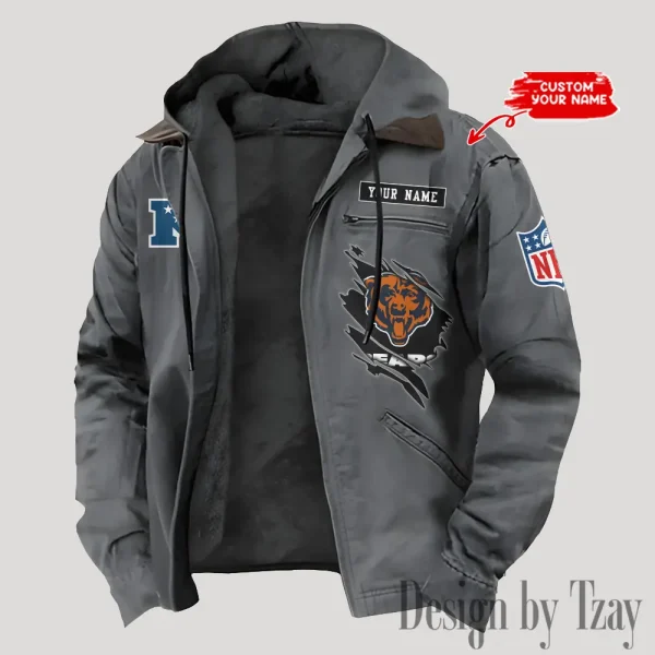 Chicago Bears Men's Casual Padded Jacket Hooded Trending 2025 SPTPJH135
