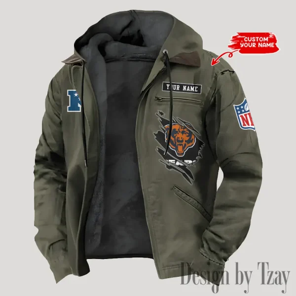 Chicago Bears Men's Casual Padded Jacket Hooded Trending 2025 SPTPJH135 - Image 3