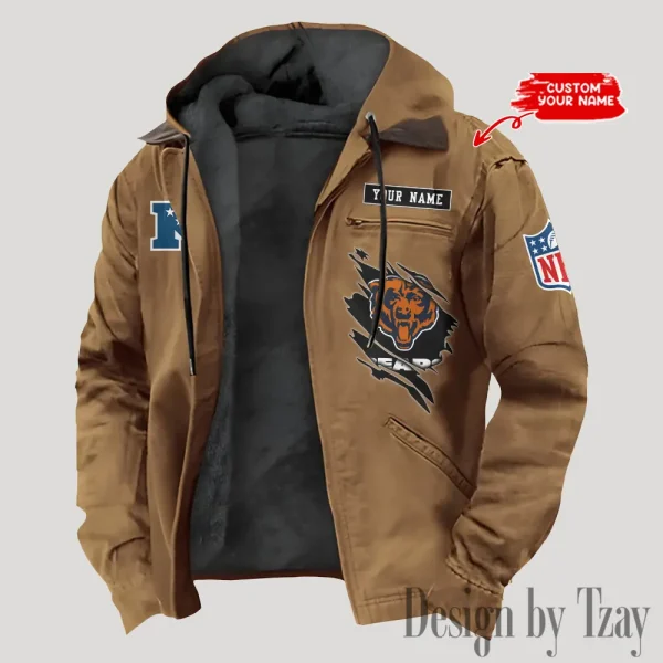 Chicago Bears Men's Casual Padded Jacket Hooded Trending 2025 SPTPJH135 - Image 4