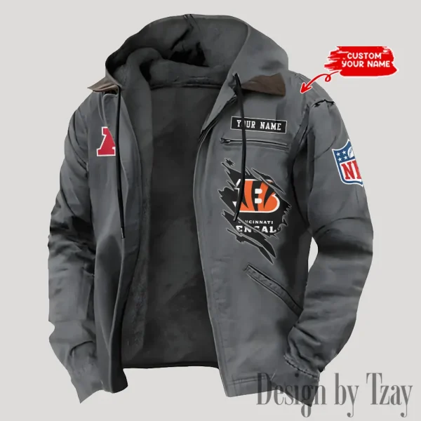 Cincinnati Bengals Men's Casual Padded Jacket Hooded Trending 2025 SPTPJH136