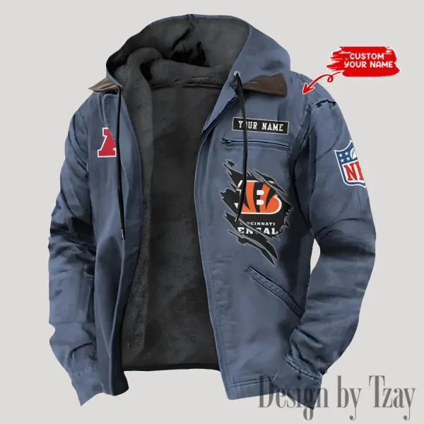Cincinnati Bengals Men's Casual Padded Jacket Hooded Trending 2025 SPTPJH136 - Image 3