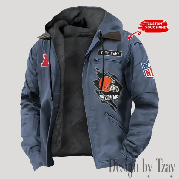Cleveland Browns Men's Casual Padded Jacket Hooded Trending 2025 SPTPJH137 - Image 3